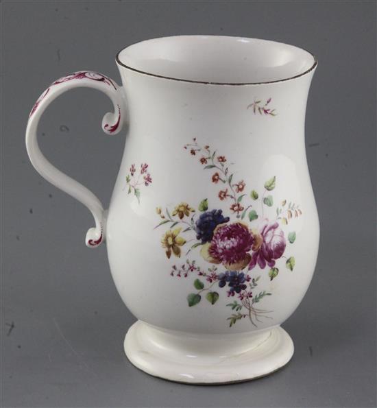 A large Derby baluster shaped mug, c.1760, 17cm, slight faults